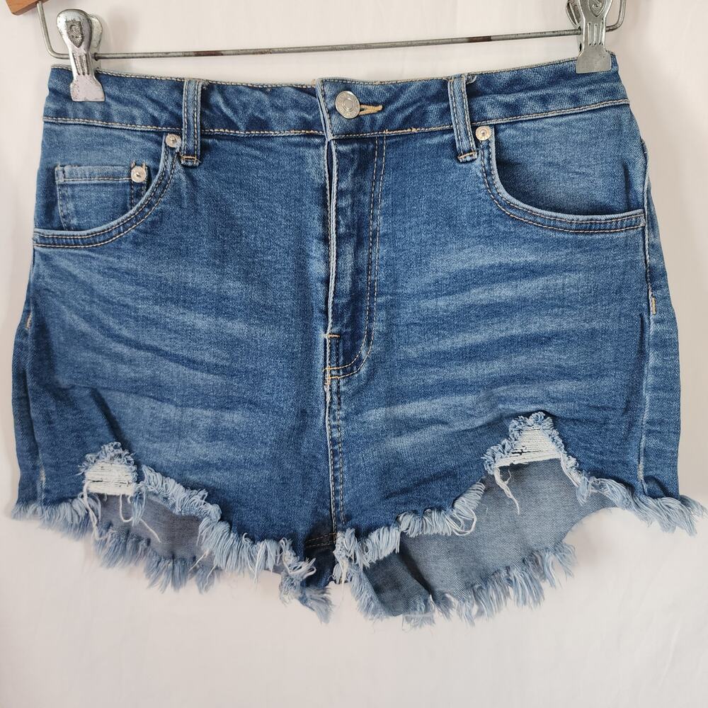 Love Tree Denim Blue Denim Short Shorts Daisy Dukes Distressed Size L Junior